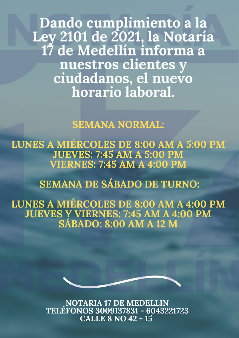 Notaría 17 de Medellín, barrio el poblado, Calle 8 # 42 – 15, El Poblado, cerca al Parque Lleras